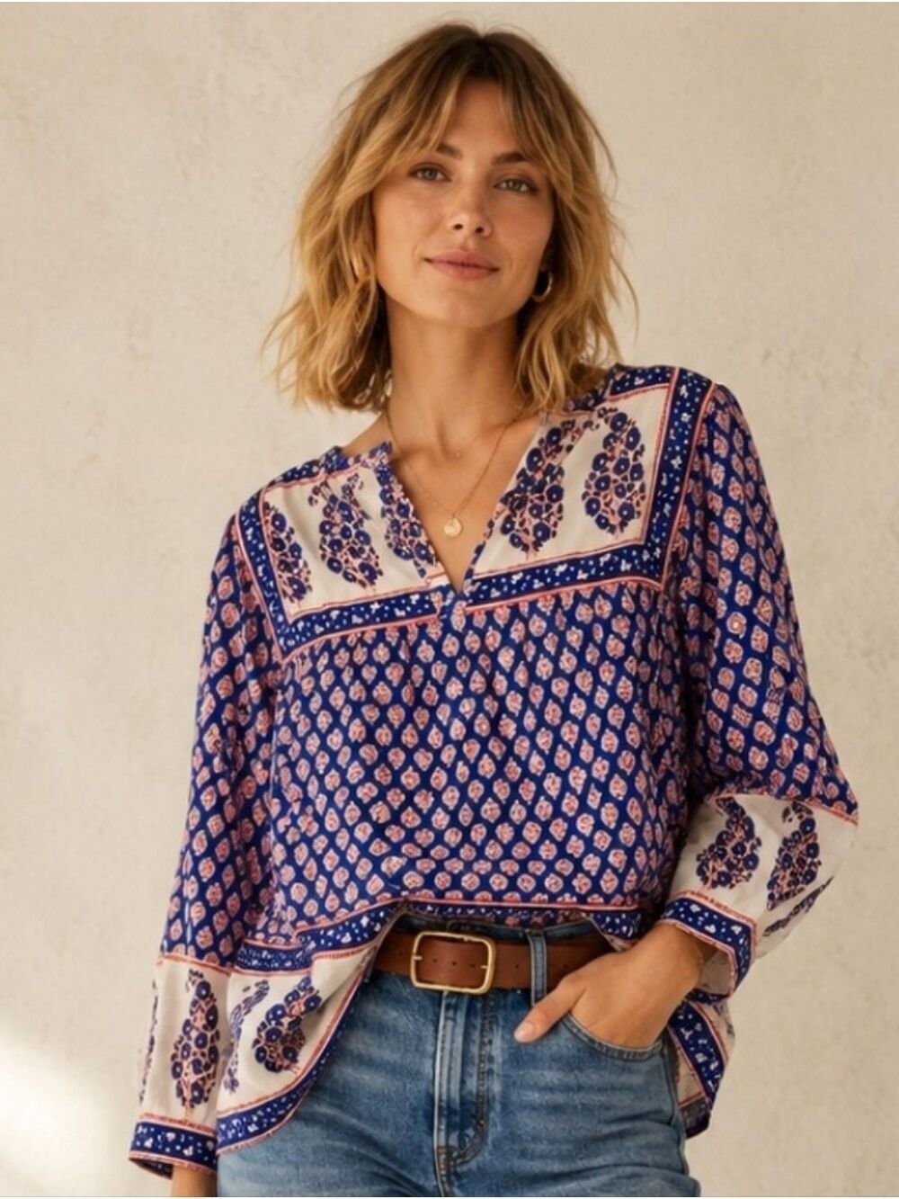 J. CREW FRENCH COUNTRY PEASANT PAISLEY COTTON LIGHTWEIGHT POPOVER TOP BLOUSE 6